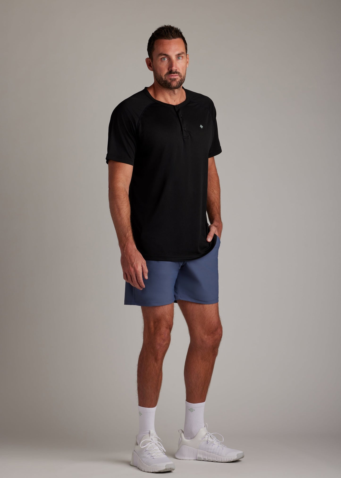 Black 3 Button Tee