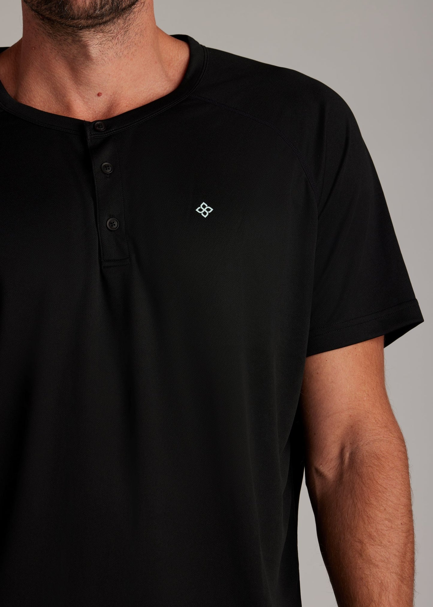 Black 3 Button Tee