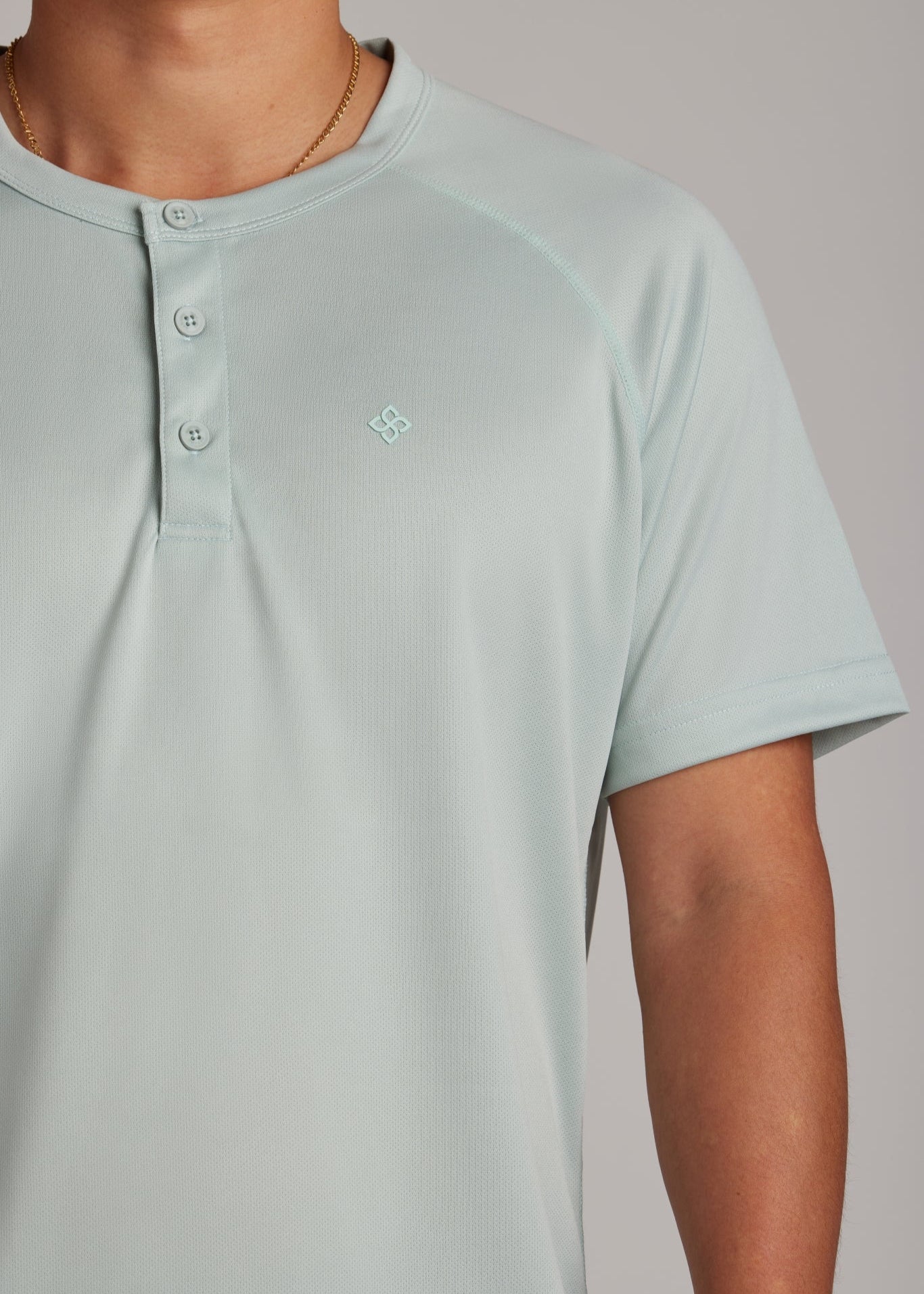 Green 3 Button Tee