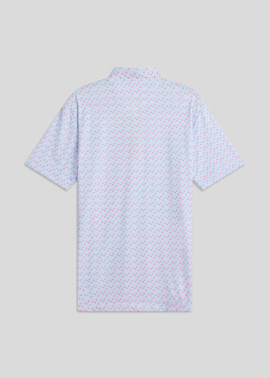 Cotton candy bladed polo shirt, sleek performance fabric for active modern wear.