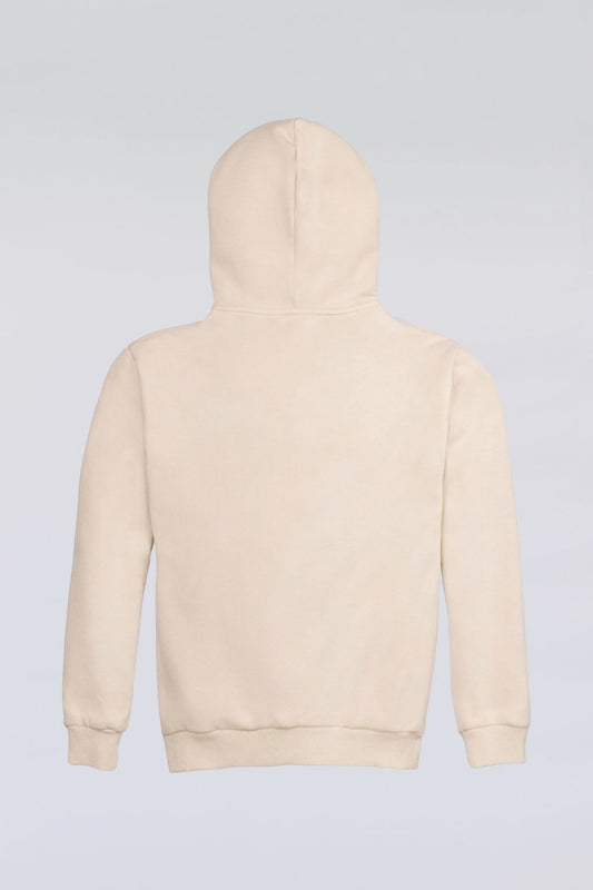 Cream Tomorrow Hoodie in a premium cotton blend, offering an oversized, relaxed fit for comfort.