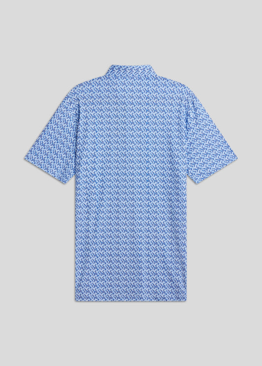 Matrix blue classic fit polo shirt crafted from stretchy fabric for maximum movement.
