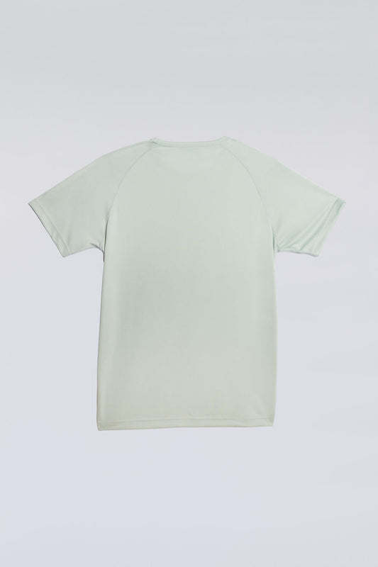 Seafoam green active tee in ultra-light stretch fabric for athletic performance.