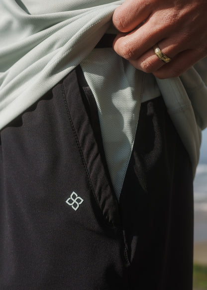 Black/Green Active Shorts