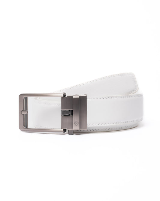 White Leather Click Belt