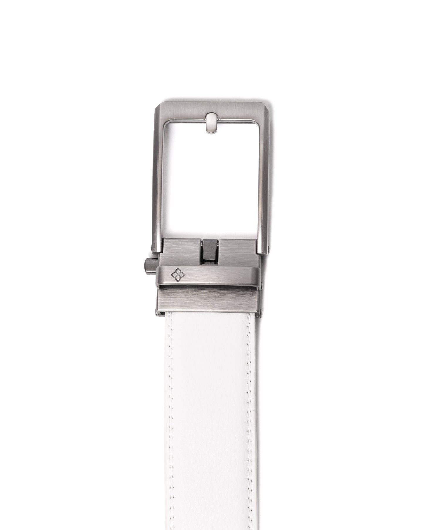 White Leather Click Belt