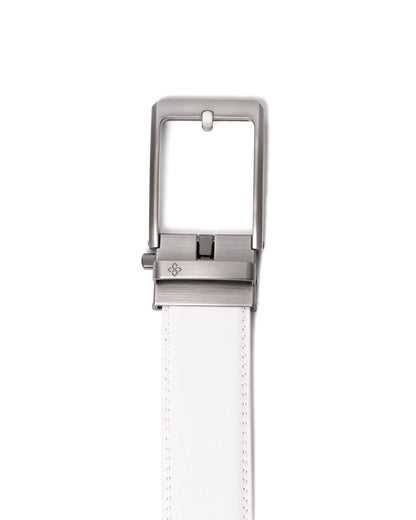 White Leather Click Belt