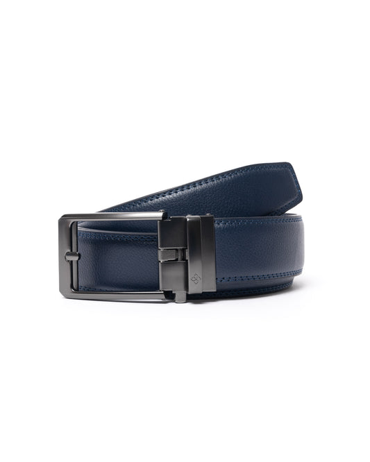 Navy Leather Click Belt