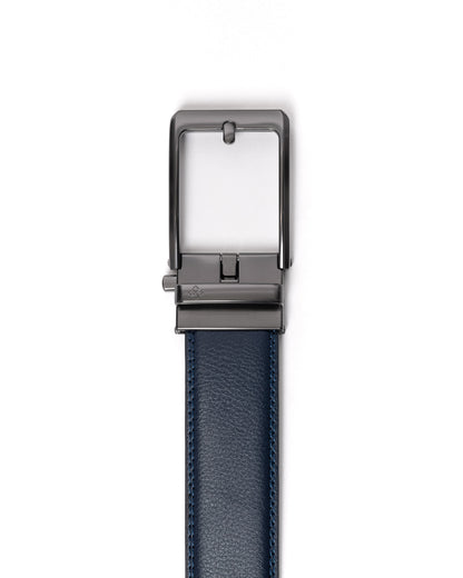Navy Leather Click Belt