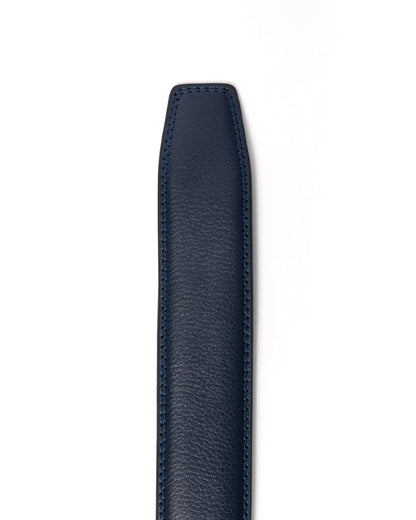 Navy Leather Click Belt