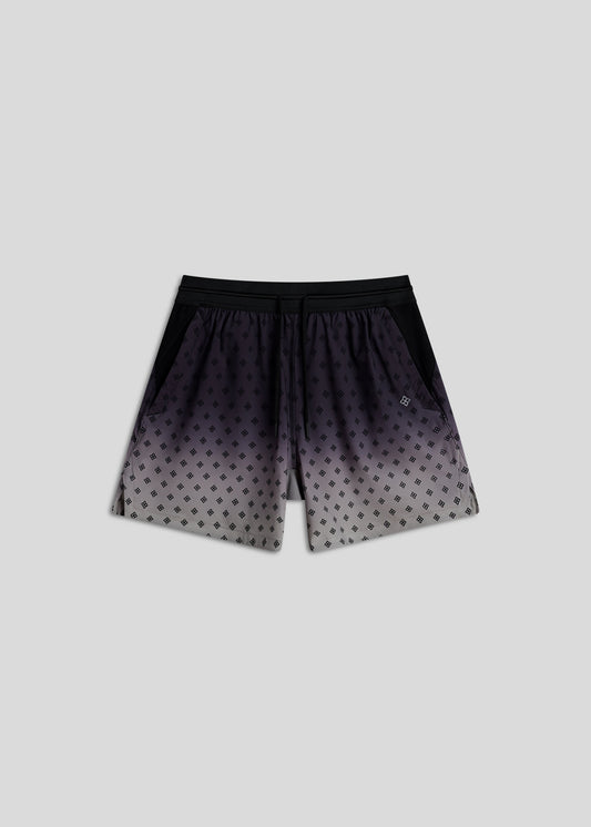 Black Fade active shorts featuring hyper-breathable fabric and elasticated drawstring waistband for training.