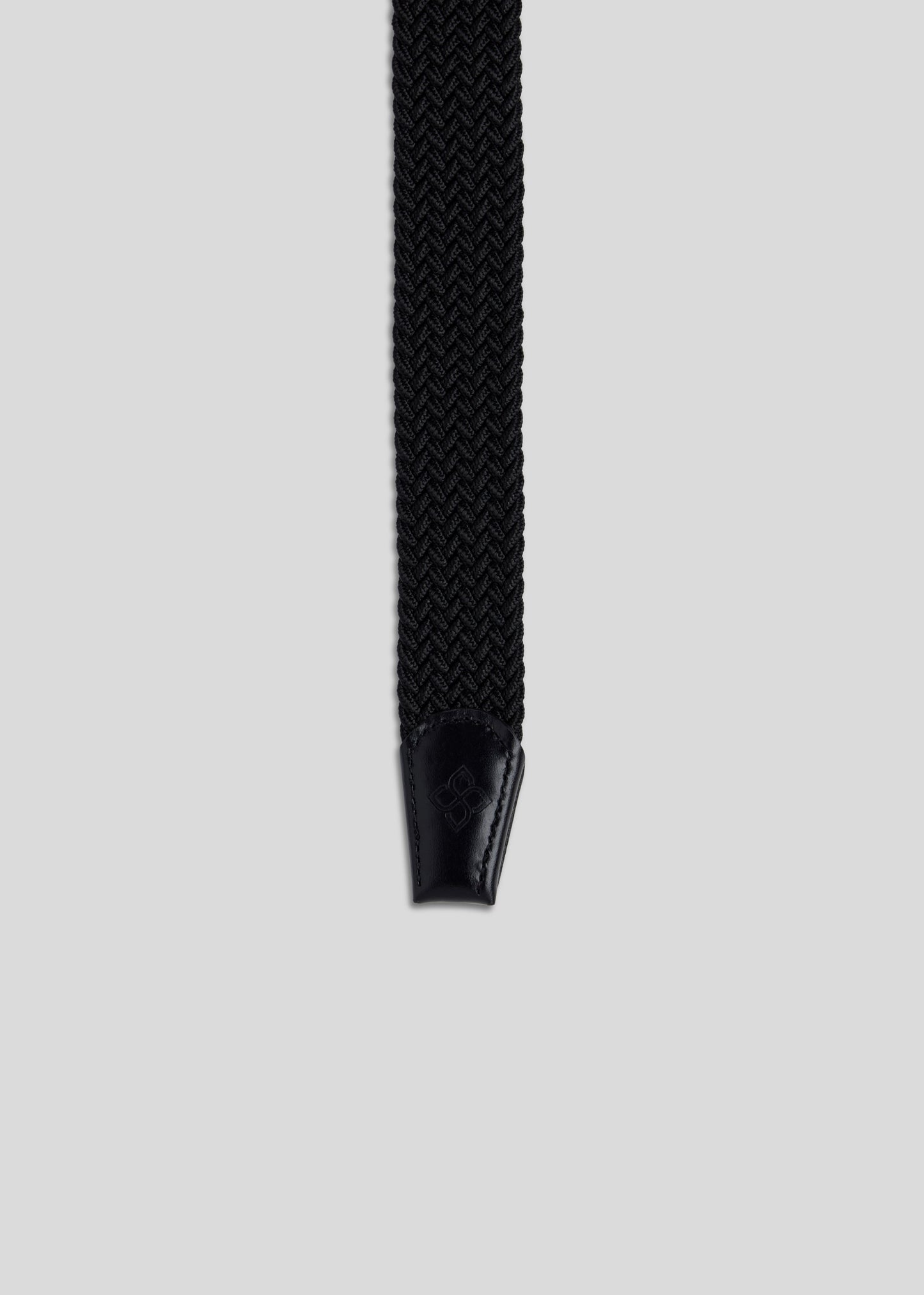 Black knitted pin buckle belt featuring a unique design for durability and flexible wear.