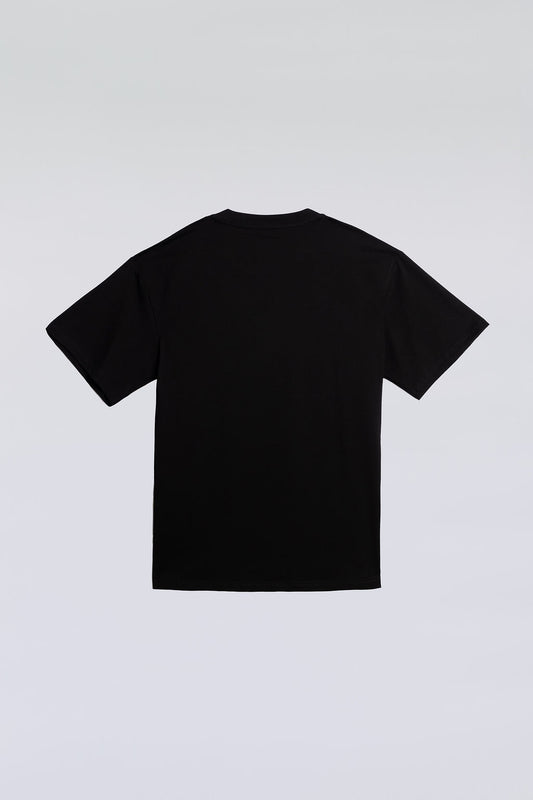 Black oversized tee made from soft, breathable fabric for everyday comfort.