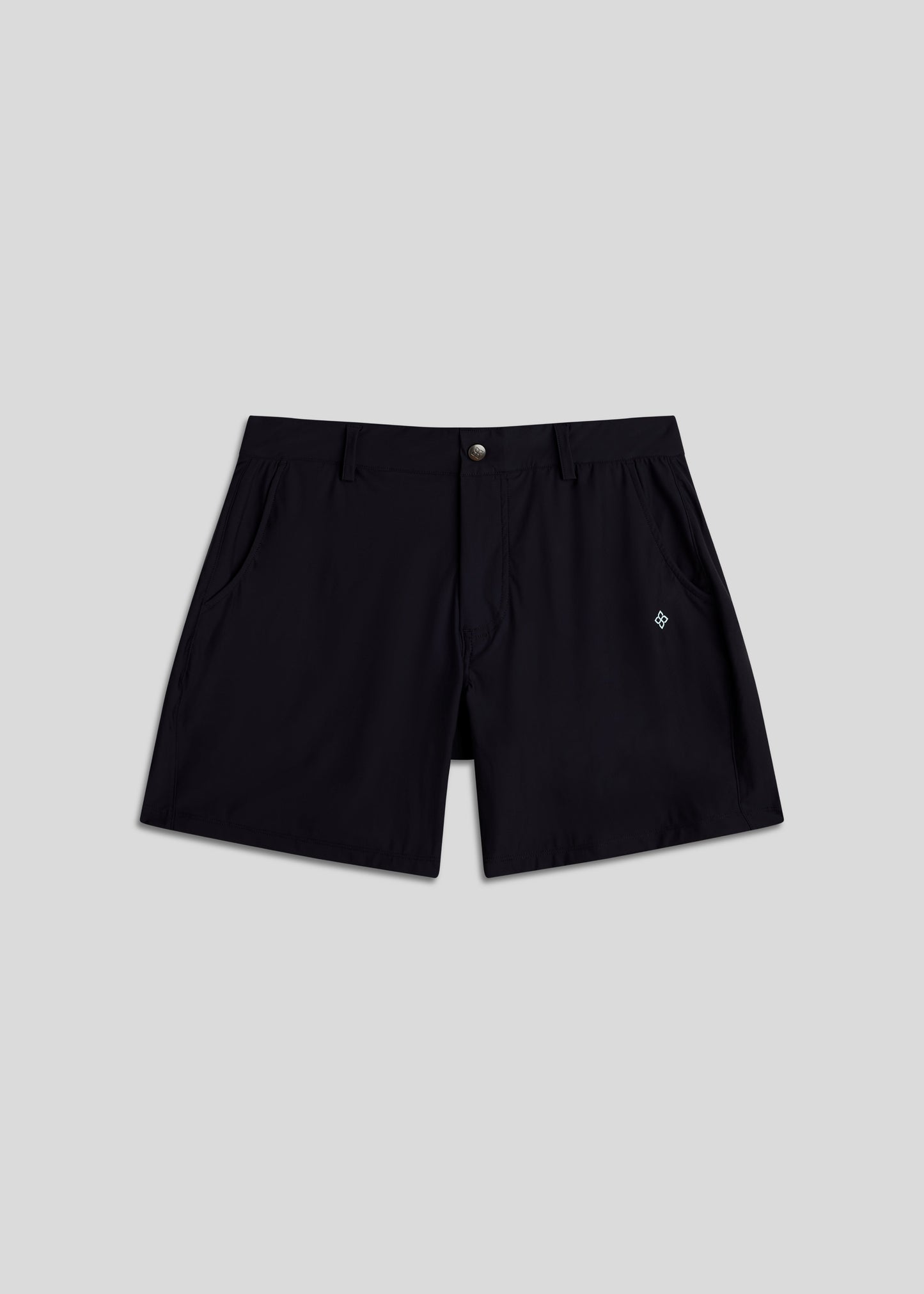 Black walk golf shorts made with ultra-lightweight, four-way stretch fabric for athletes.