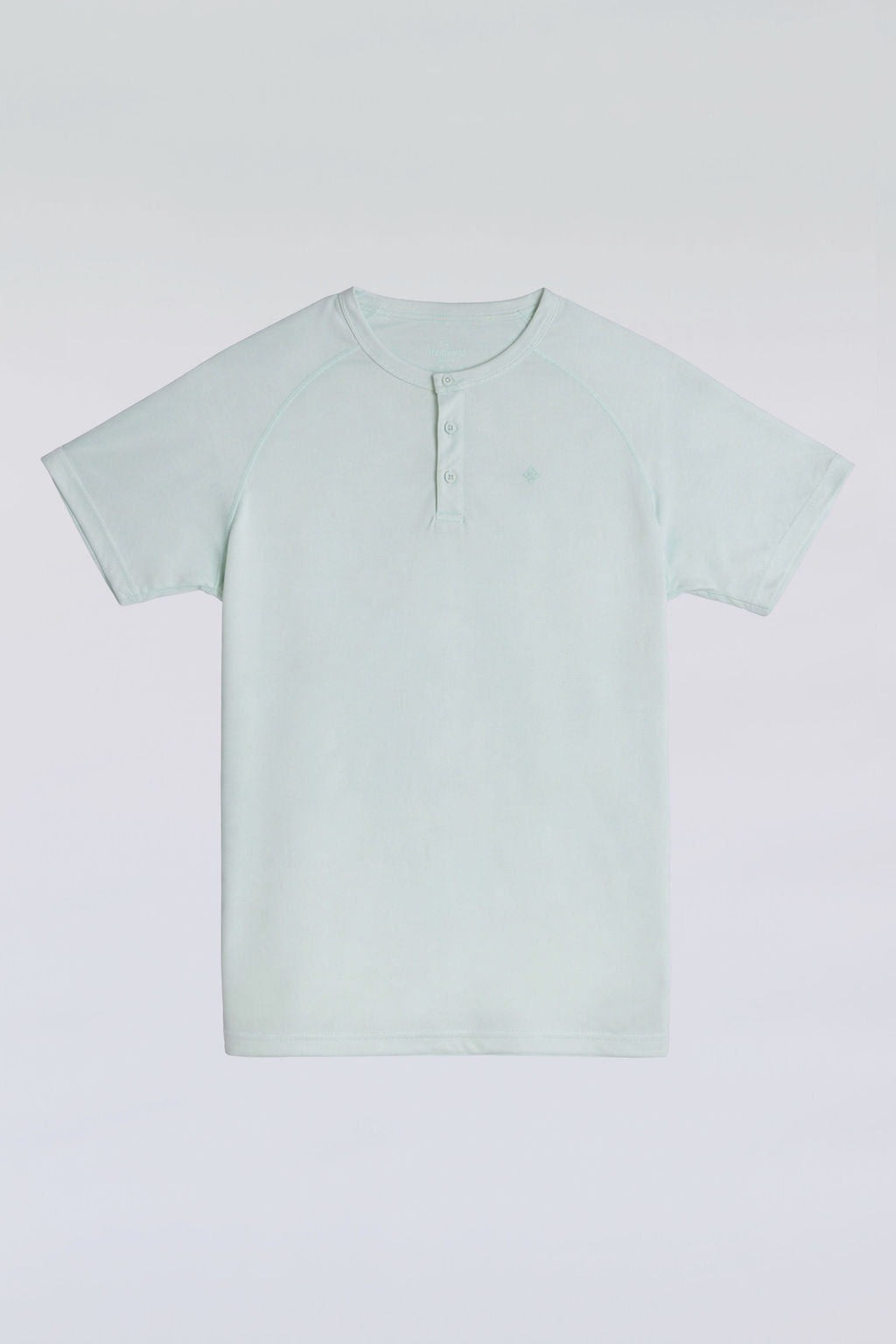 Green 3-button polo tee made from breathable micro-mesh fabric with a modern sport collar.