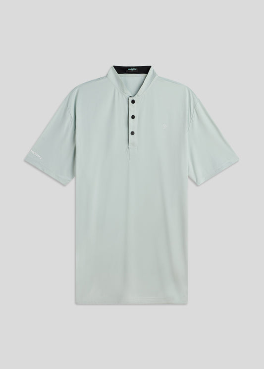 Green bladed collar polo shirt, crafted for style, performance, and comfort.