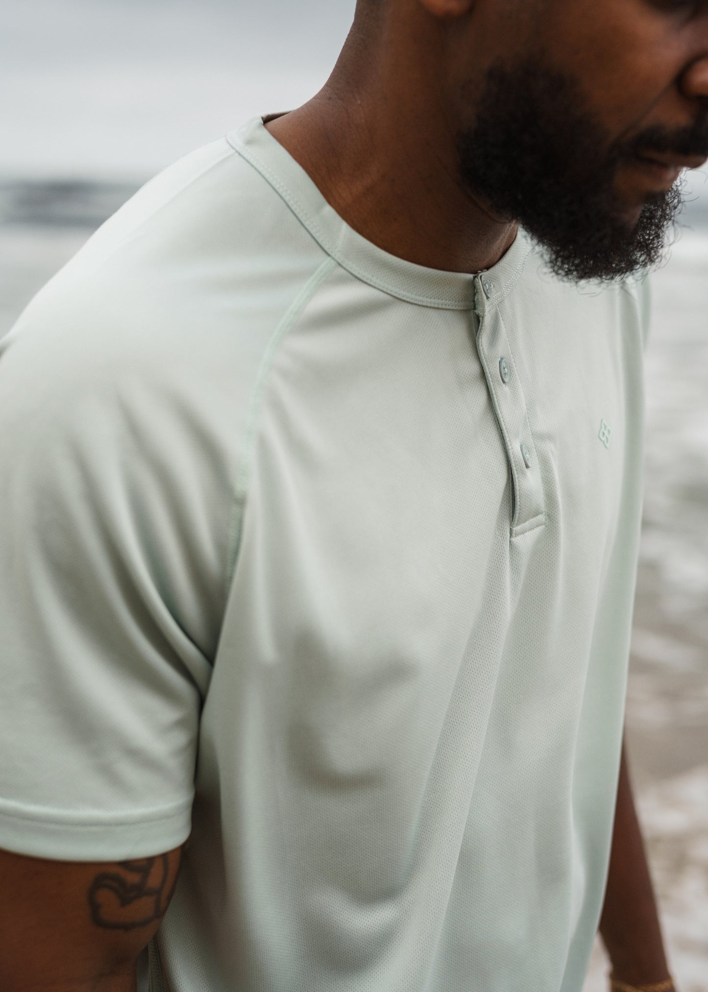 Green 3 Button Tee
