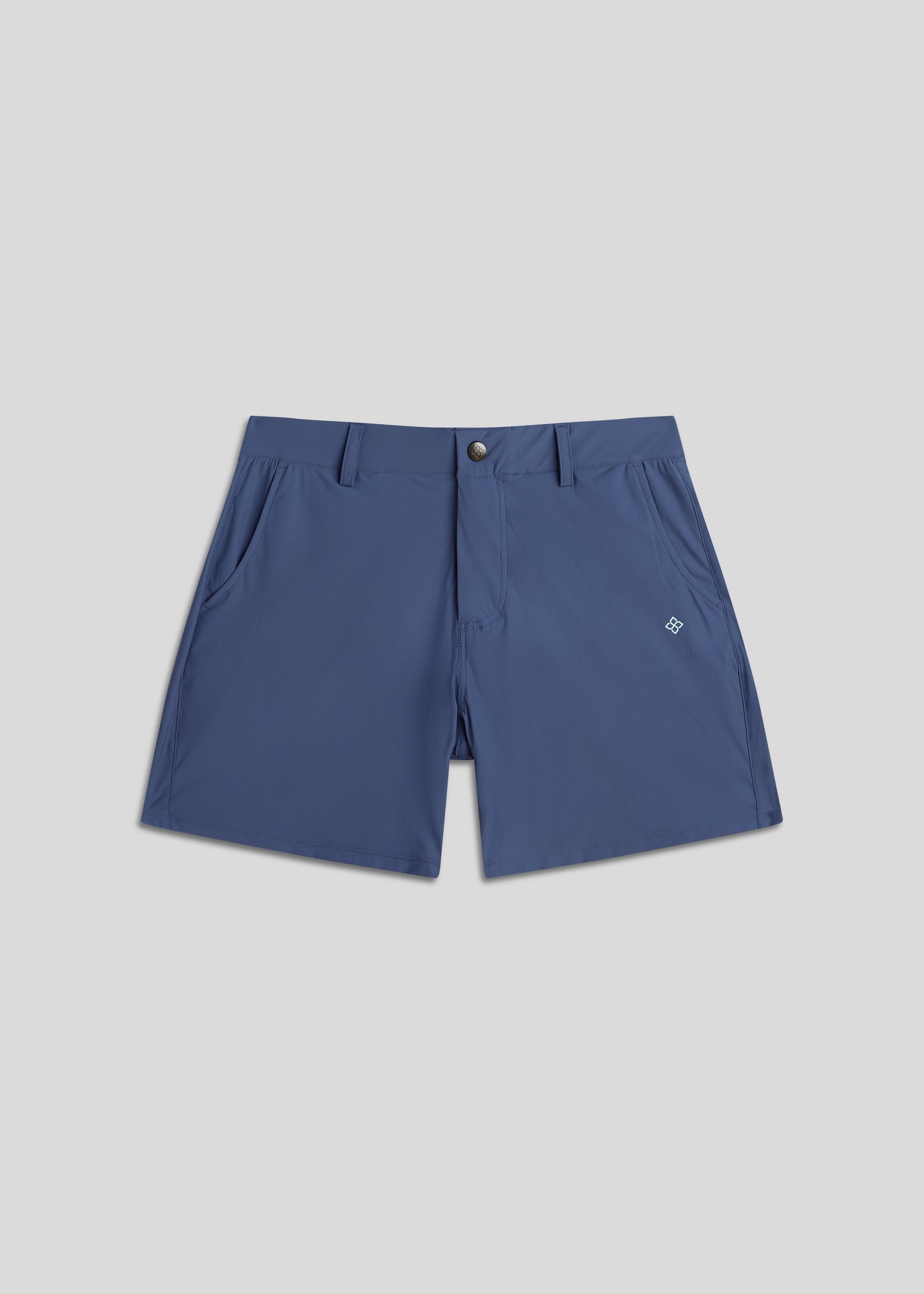 Indigo golf walk shorts made from ultra-lightweight, four-way stretch fabric.