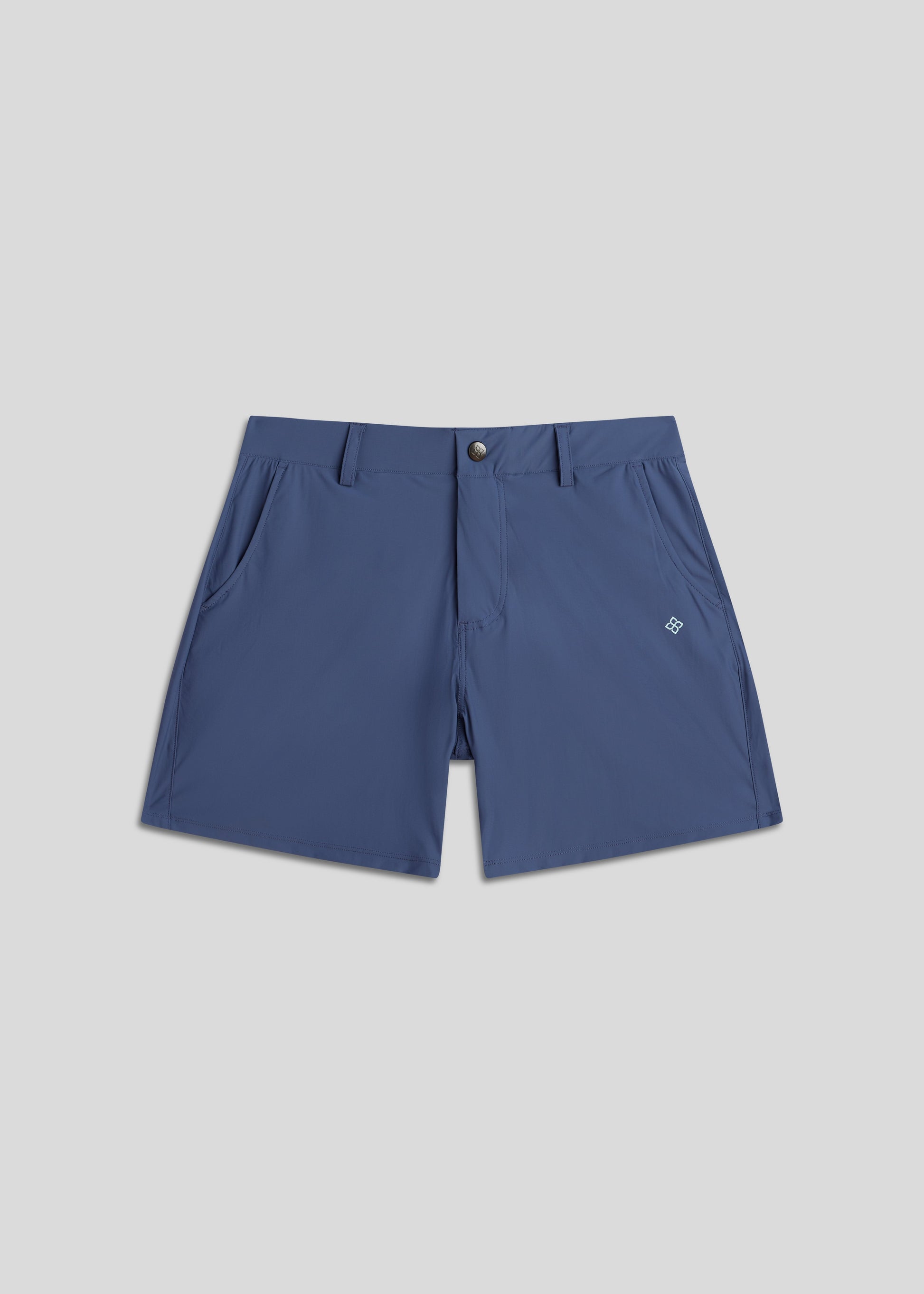 Indigo golf walk shorts made from ultra-lightweight, four-way stretch fabric.
