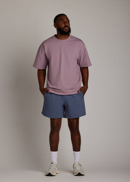 Lilac oversized tee made from soft, breathable fabric for comfortable casual wear.