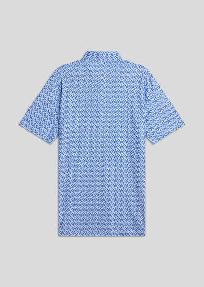 Matrix blue classic fit polo shirt crafted from stretchy fabric for maximum movement.