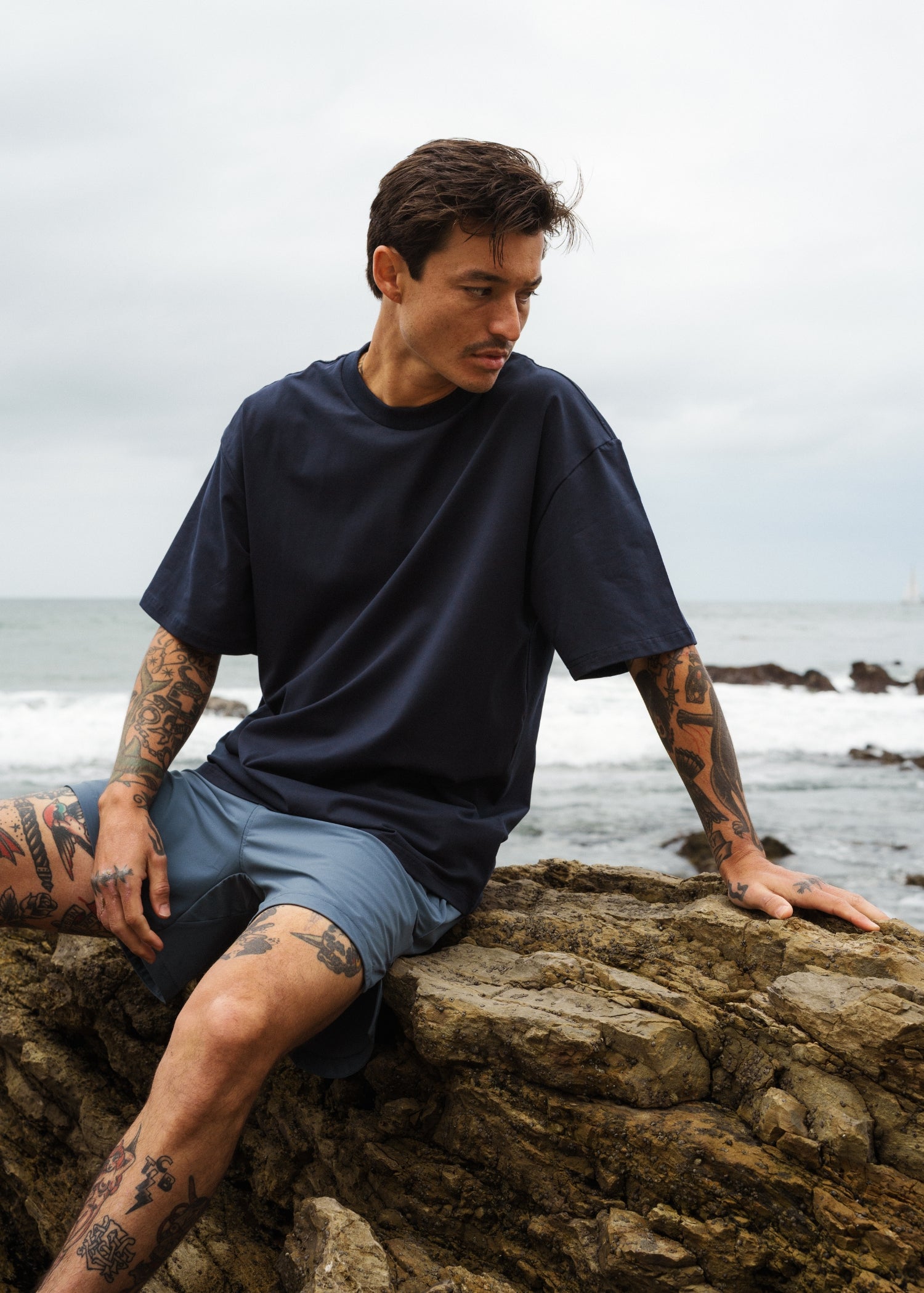 Navy everyday oversized tee made from soft, breathable fabric for casual wear.