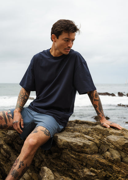 Navy everyday oversized tee made from soft, breathable fabric for casual wear.