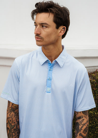 Porcelain sky classic fit polo shirt, engineered with premium stretchy fabric for maximum movement.