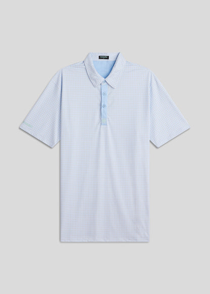 Porcelain sky classic fit polo shirt crafted from premium stretchy fabric for active wear.