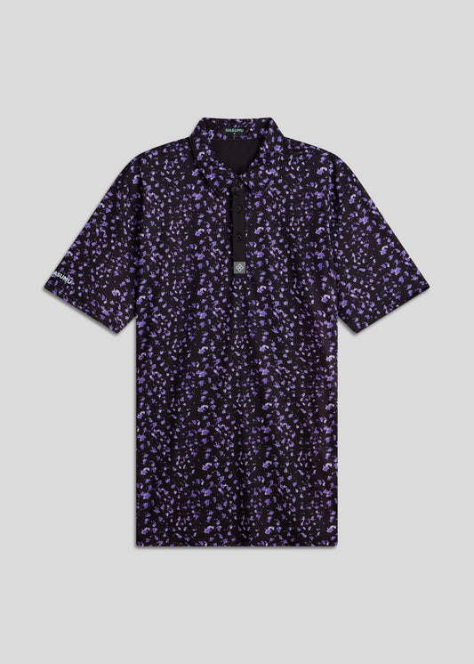 Purple classic fit polo shirt made from premium stretchy fabric for comfort.