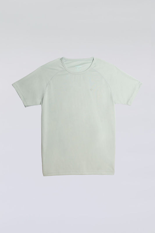 Seafoam green active tee in ultra-light stretch fabric for athletic performance.